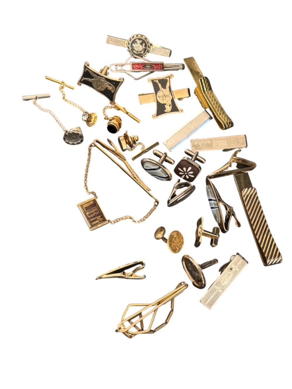 Gold-Tone Men’s Tie Clips, Pinks‎ & Cufflinks